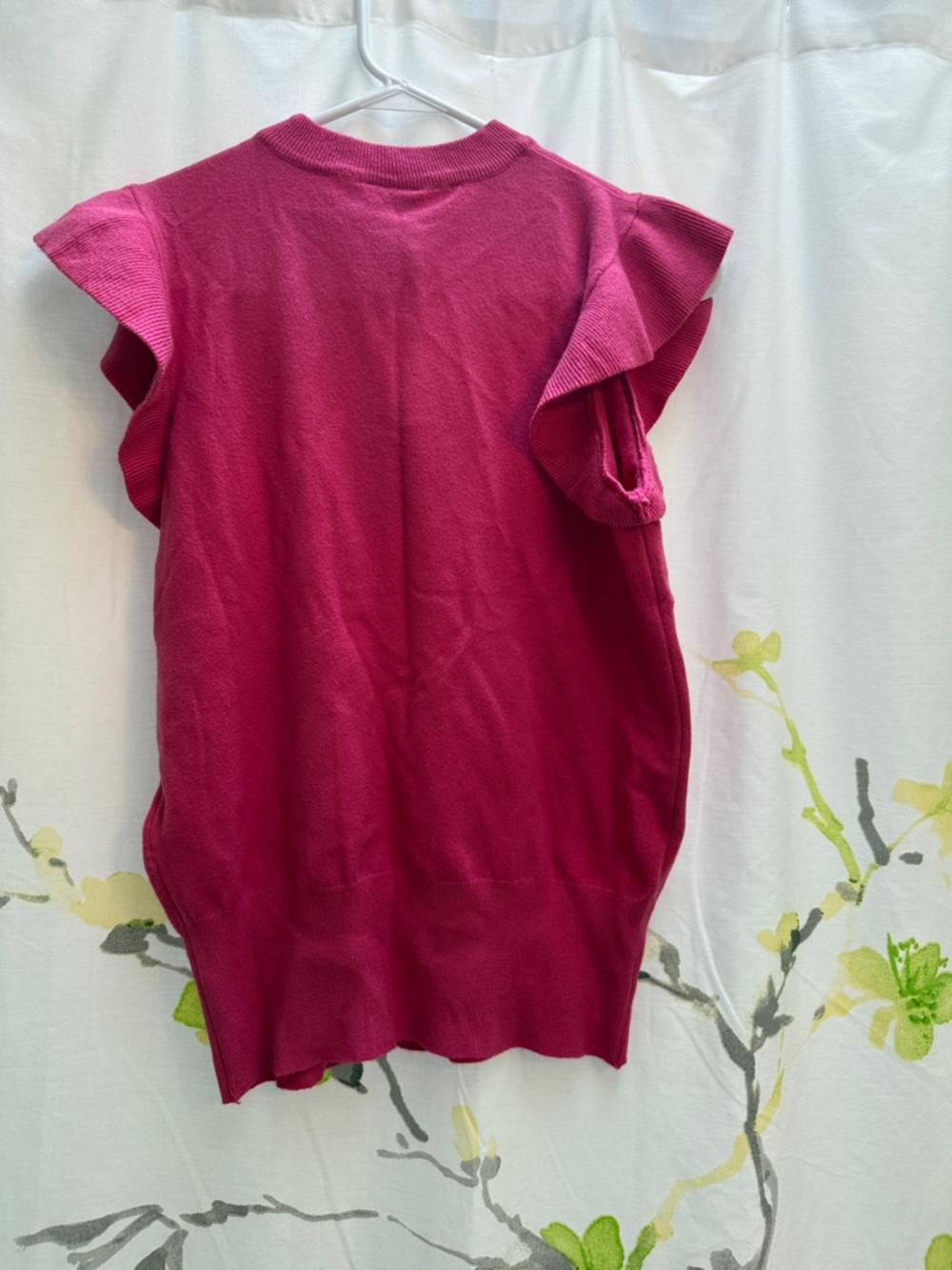 Fuchsia Ruffle Sleeve Knit Top - Picture 2 of 3